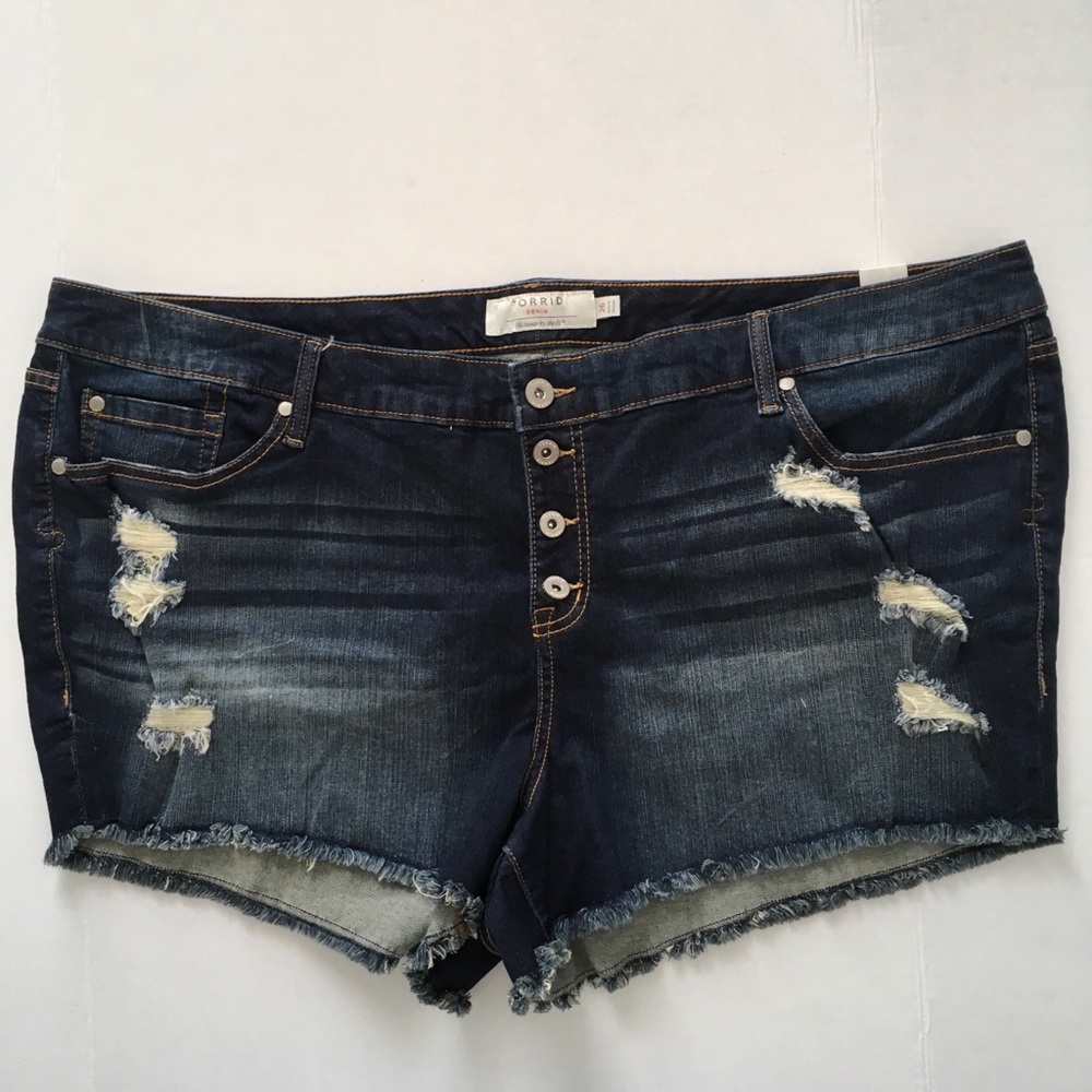 Torrid Cut Off Denim Jeans Distressed NEW WITH TAG - Picture 1 of 6